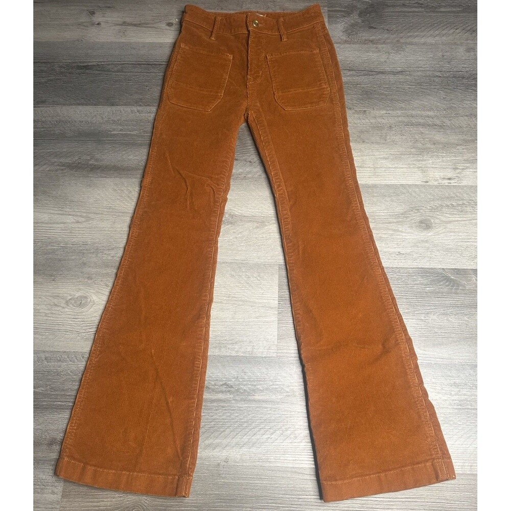 Porter Blue The Wanderer Corduroy Flare Pants Whiskey Orange Sz 24 70s Retro